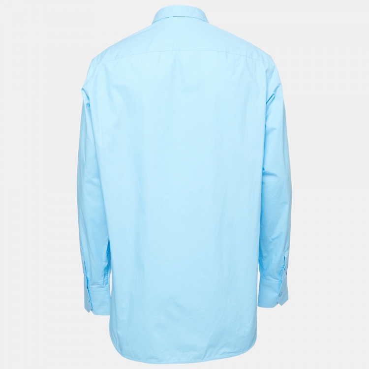 Pre Owned Louis Vuitton Sky Blue Pocket Detail Button Front Shirt L