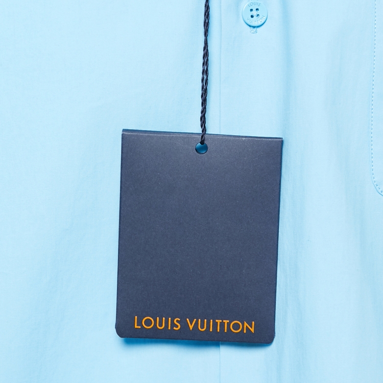 Pre Owned Louis Vuitton Sky Blue Pocket Detail Button Front Shirt L