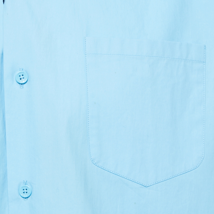 Pre Owned Louis Vuitton Sky Blue Pocket Detail Button Front Shirt L
