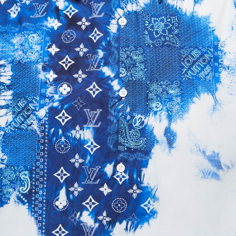 Pre Owned Louis Vuitton Blue Monogram Bandana Cotton Short-Sleeve Shirt XXL