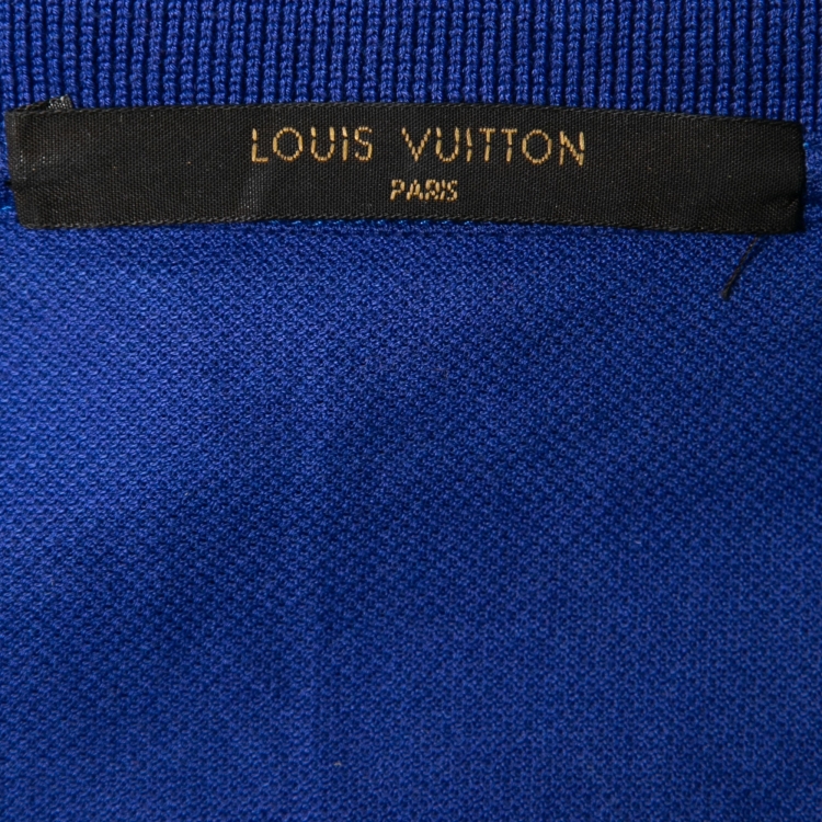 Pre Owned Louis Vuitton Blue Cotton Pique Polo T-Shirt L