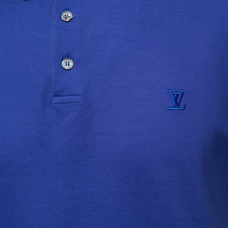 Pre Owned Louis Vuitton Blue Cotton Pique Polo T-Shirt L