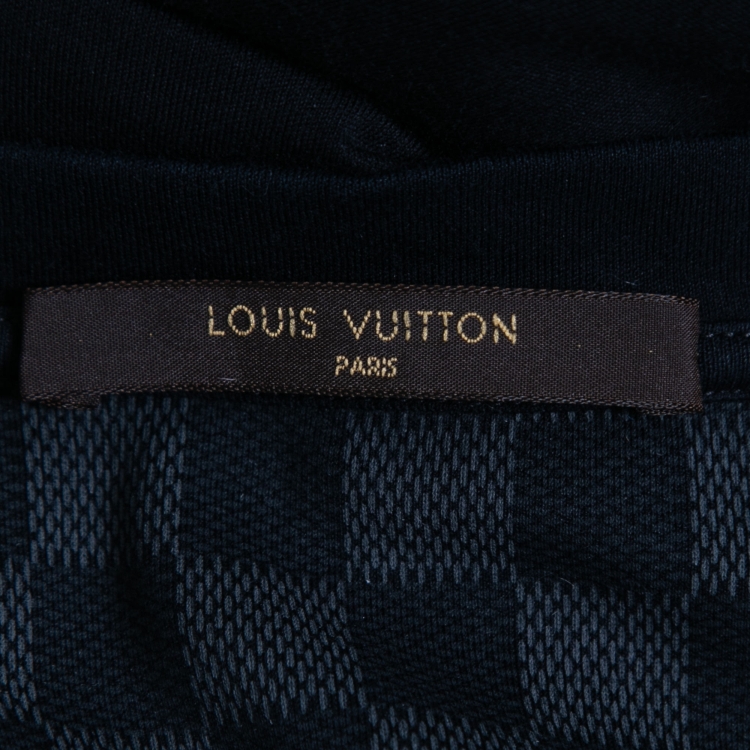 Pre Owned Louis Vuitton Black Cotton Damier Pocket Detail Long Sleeve T-Shirt XXL
