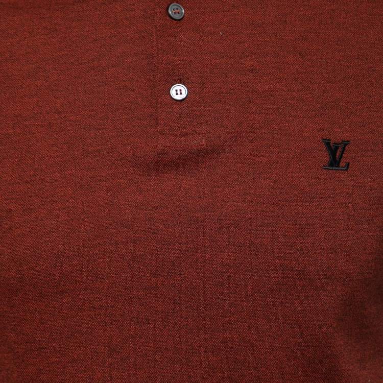 Pre Owned Louis Vuitton Brown Melange Cotton Polo T-Shirt S