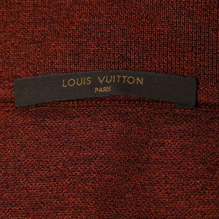 Pre Owned Louis Vuitton Brown Melange Cotton Polo T-Shirt S