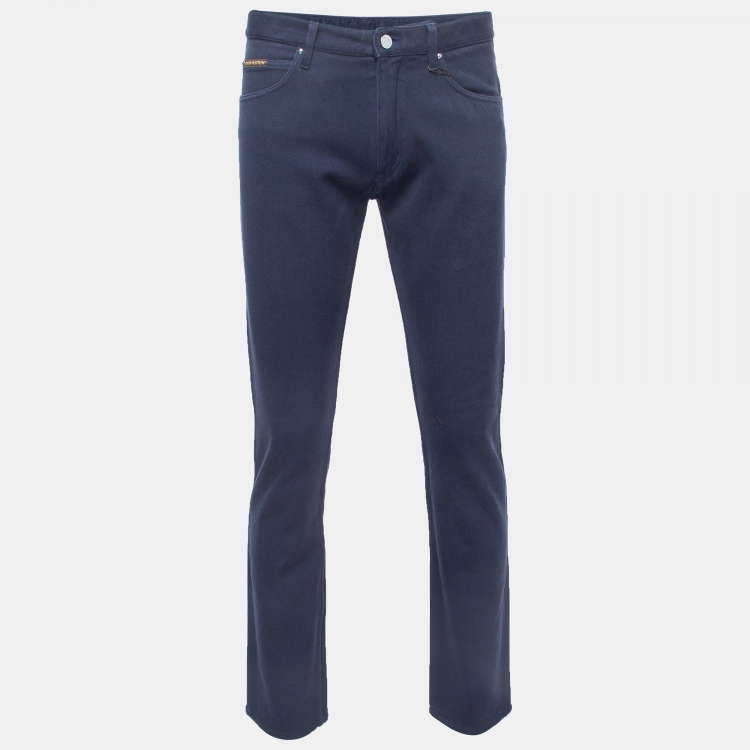 Pre Owned Louis Vuitton Navy Blue Denim Jeans M Waist 30"