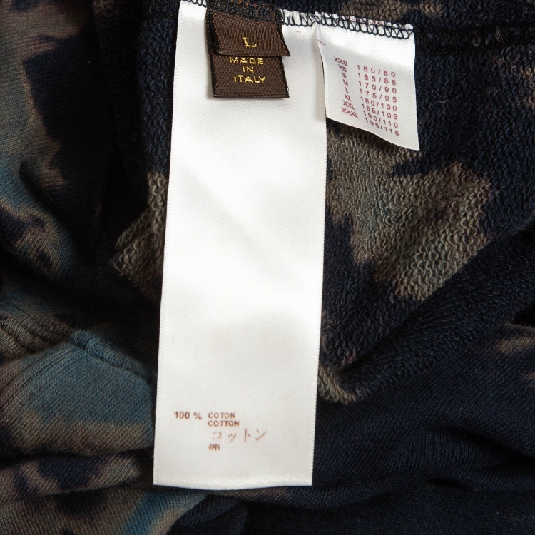 Pre Owned Louis Vuitton Navy Blue Tie Dye Cotton Round Neck Sweatshirt L