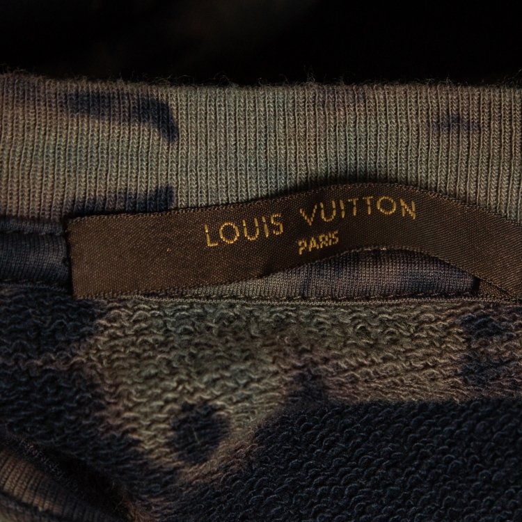 Pre Owned Louis Vuitton Navy Blue Tie Dye Cotton Round Neck Sweatshirt L