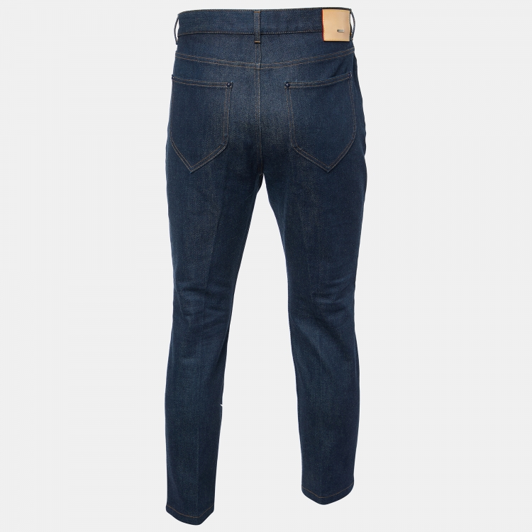 Pre Owned Louis Vuitton Dark Blue Denim Regular Fit Jeans L/Waist 36"