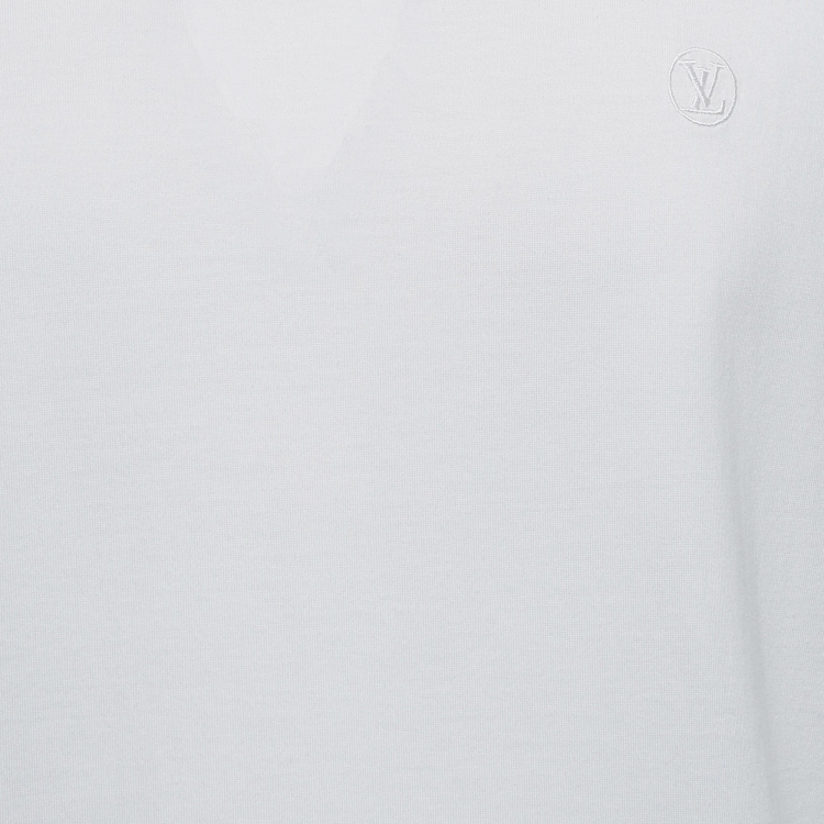 Pre Owned Louis Vuitton White Logo Embroidered Cotton Half Sleeve T-Shirt L
