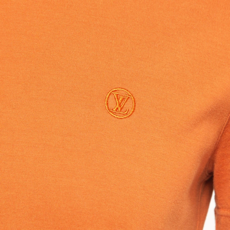 مملوكة مسبقًا Louis Vuitton Orange Logo Embroidered Cotton Crew Neck T-Shirt M