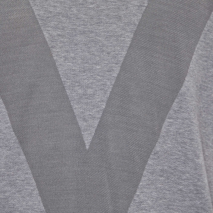 Pre Owned Louis Vuitton Grey Cotton & Silk V Detail Crew Neck T-Shirt XXL