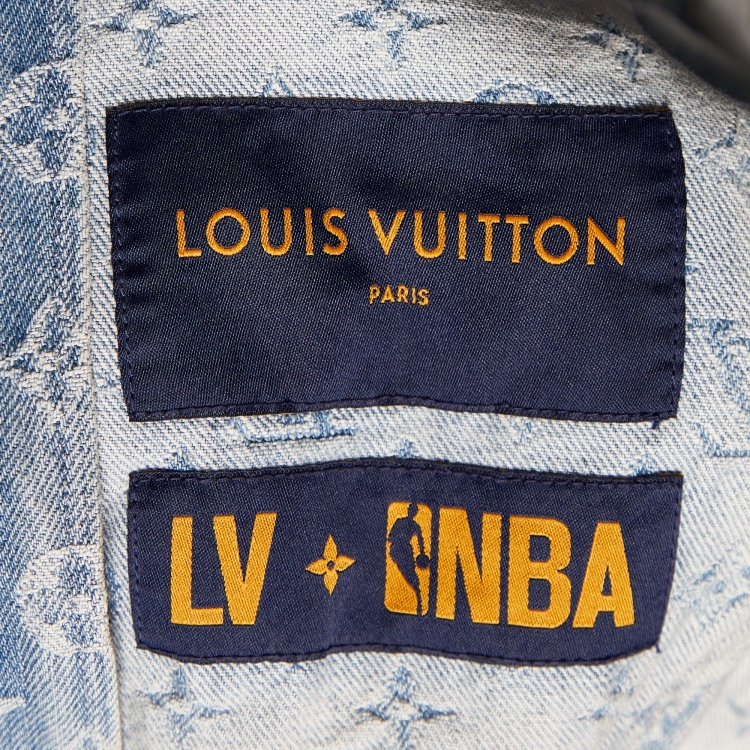 Pre Owned Louis Vuitton X NBA Blue Monogram Denim Hooded Jacket XS