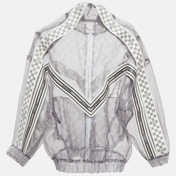 Pre Owned Louis Vuitton Grey Monogram Organza Track Jacket S