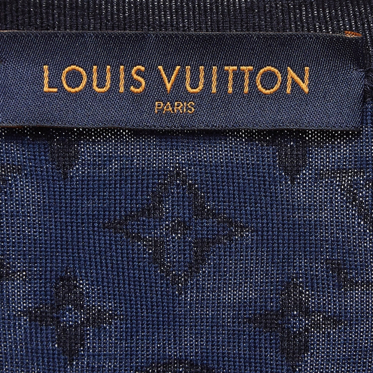 مملوكة مسبقًا Louis Vuitton Black & Blue Monogram Print Wool Blend Sweater L