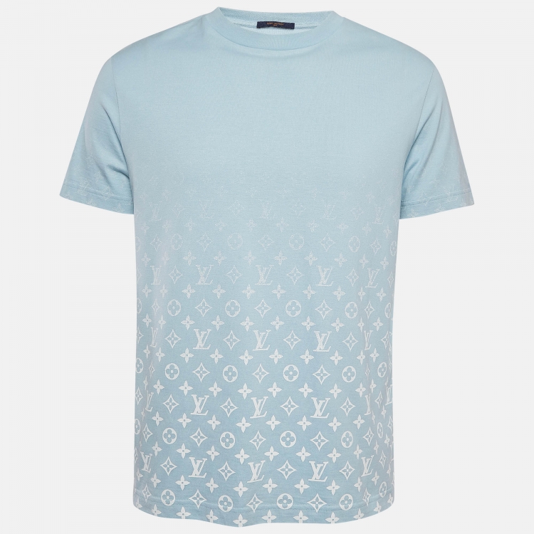 Pre Owned Louis Vuitton Blue Monogram Gradient Cotton T-Shirt 