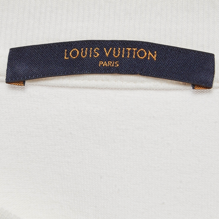 Pre Owned Louis Vuitton Off White Smoke Logo Print Cotton T-Shirt S