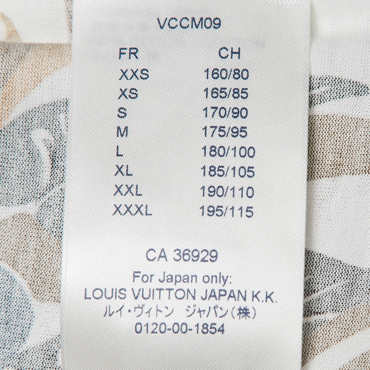 Pre Owned Louis Vuitton White/Blue Leaf Print Cotton T-Shirt M