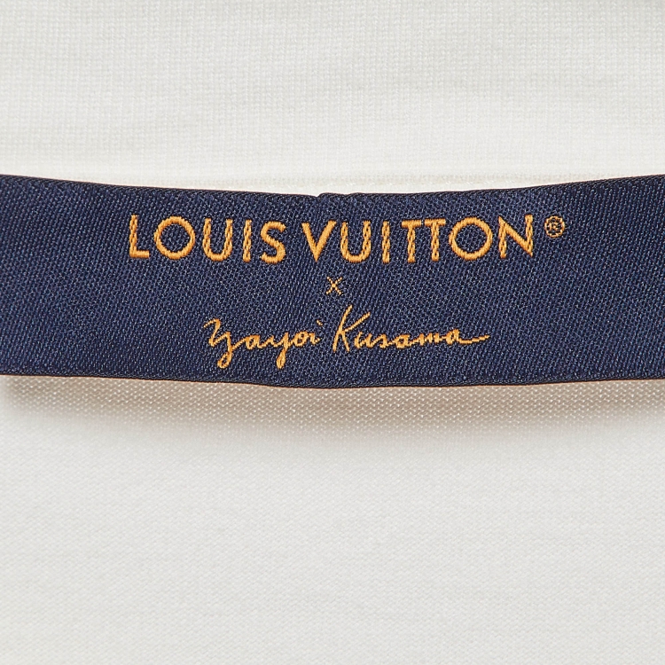 Pre Owned Louis Vuitton White Pumpkin Print Cotton T-Shirt XL