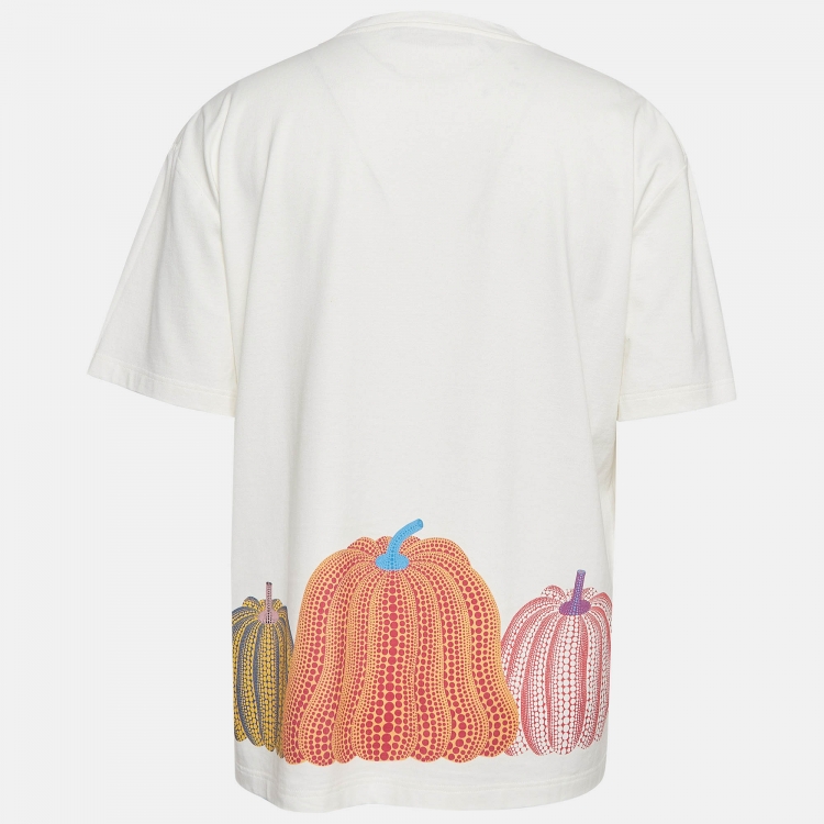 Pre Owned Louis Vuitton White Pumpkin Print Cotton T-Shirt XL