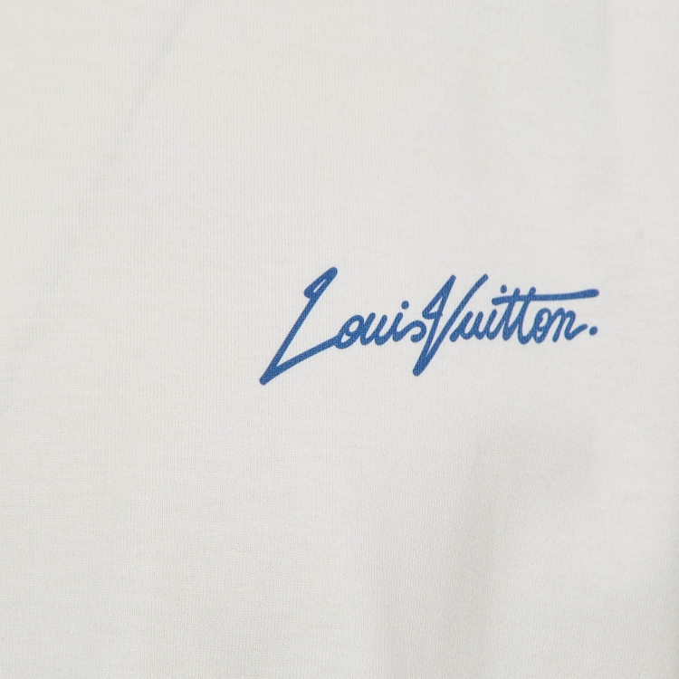 Pre Owned Louis Vuitton White Pumpkin Print Cotton T-Shirt XL