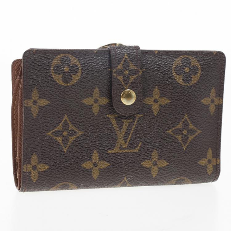 Classic Louis Vuitton Womens Brown Canvas Monogram LV Snap Zipper