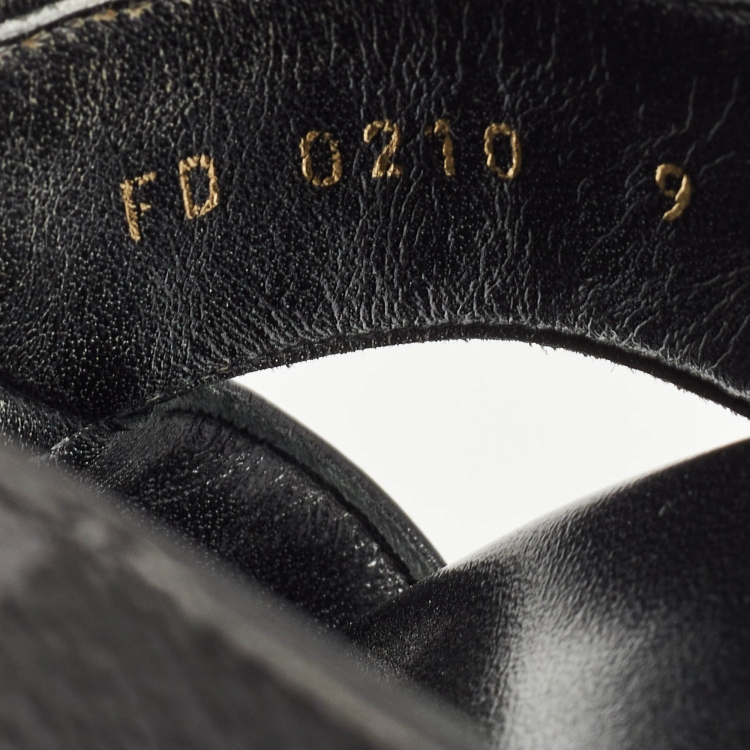 Pre Owned Louis Vuitton Black Monogram Leather Mirabeau Flat Slides Size 43 