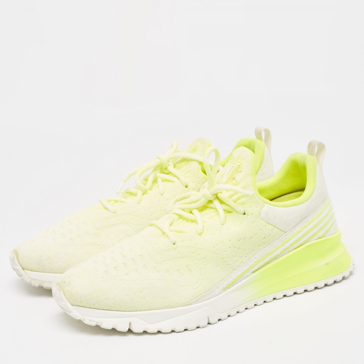 Pre Owned Louis Vuitton Neon Yellow Knit Fabric V.N.R Sneakers Size 45