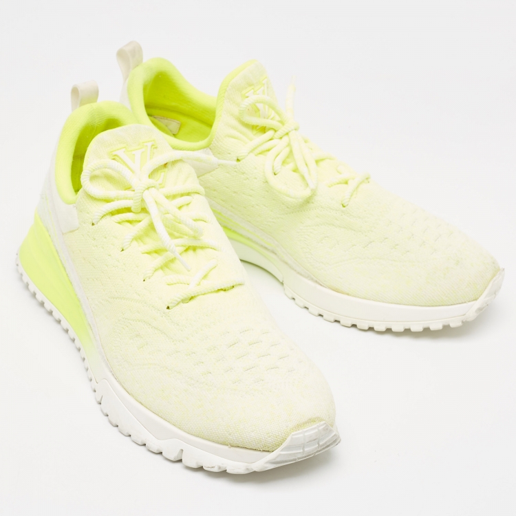 Pre Owned Louis Vuitton Neon Yellow Knit Fabric V.N.R Sneakers Size 45