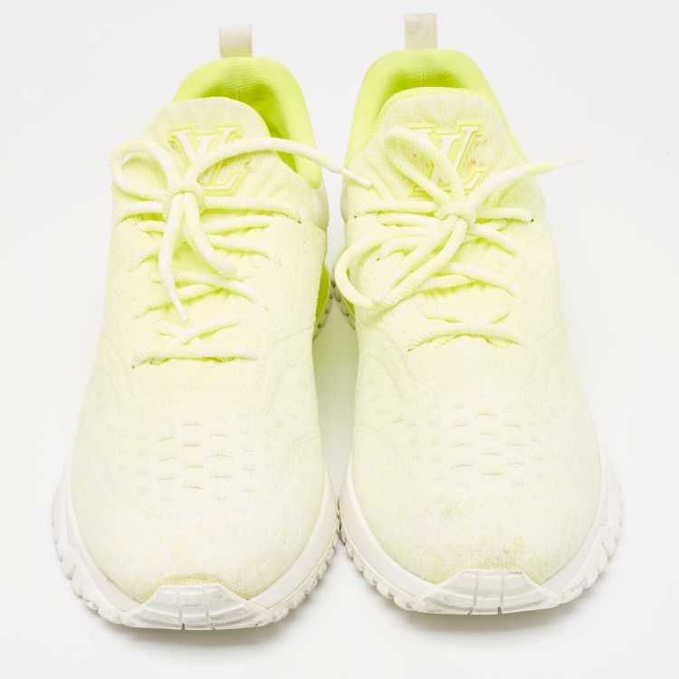 Pre Owned Louis Vuitton Neon Yellow Knit Fabric V.N.R Sneakers Size 45