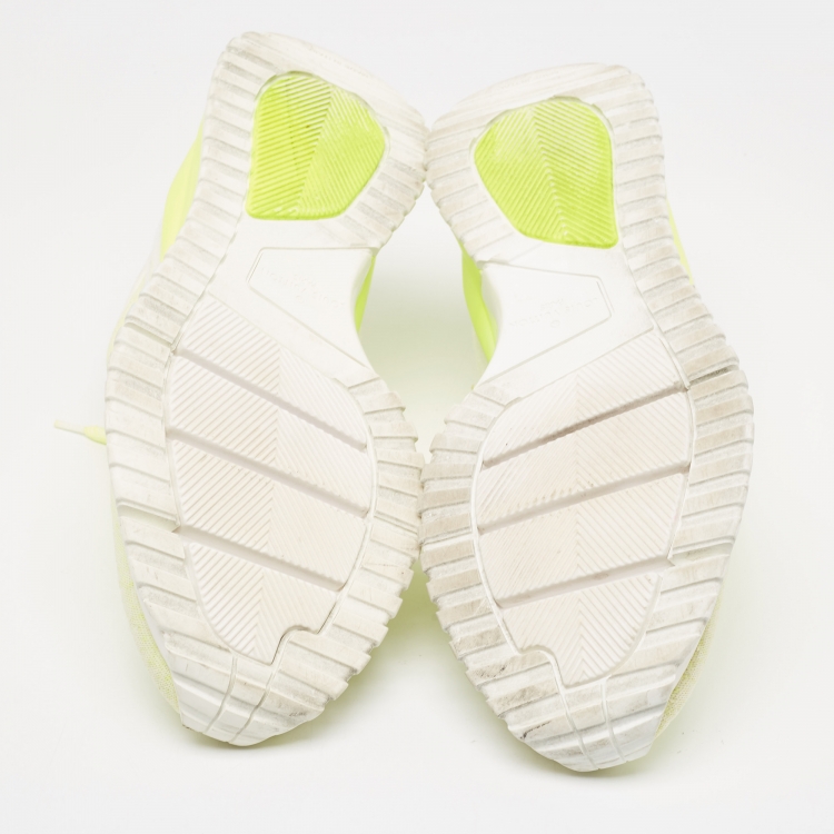 Pre Owned Louis Vuitton Neon Yellow Knit Fabric V.N.R Sneakers Size 45