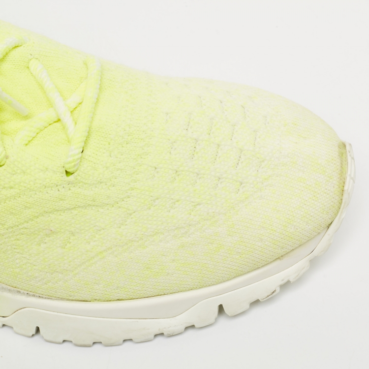 Pre Owned Louis Vuitton Neon Yellow Knit Fabric V.N.R Sneakers Size 45