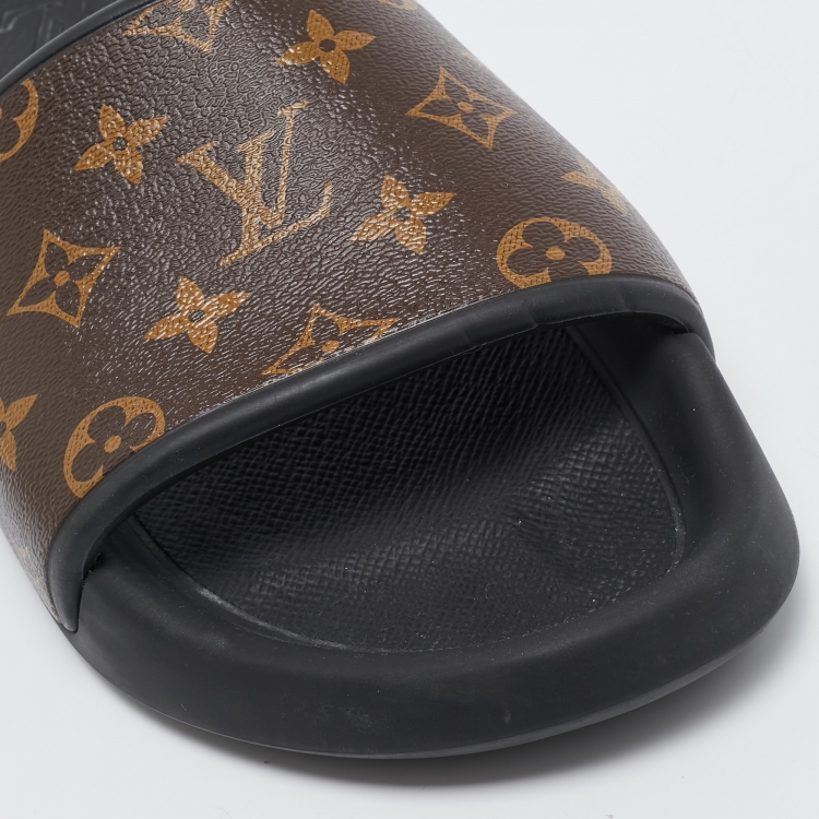 Pre Owned Louis Vuitton Brown Monogram Canvas  Waterfront Flat Slides Size 42