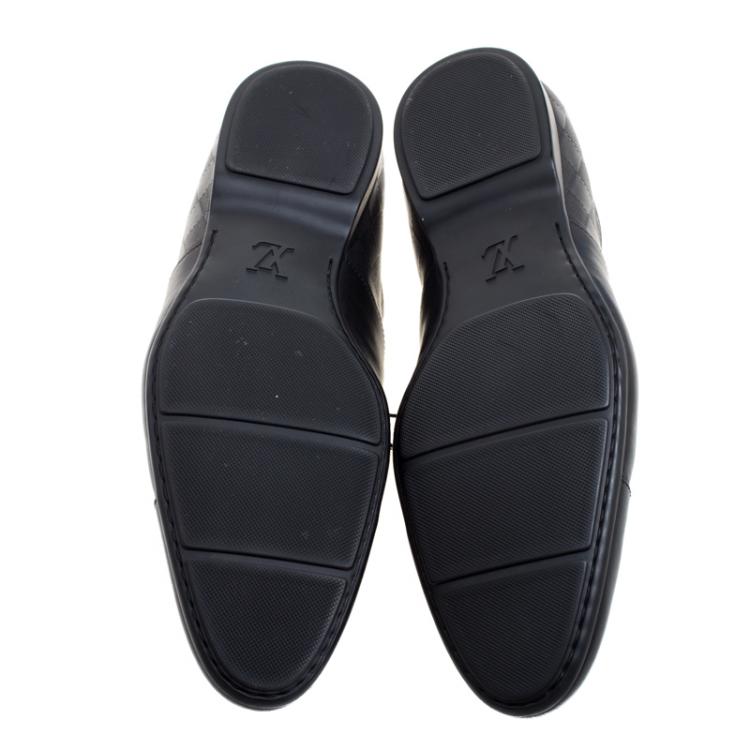 Pre Owned Louis Vuitton Black Damier Embossed Leather Lace Up Oxfords Size 42