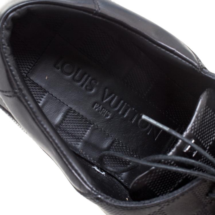 Pre Owned Louis Vuitton Black Damier Embossed Leather Lace Up Oxfords Size 42