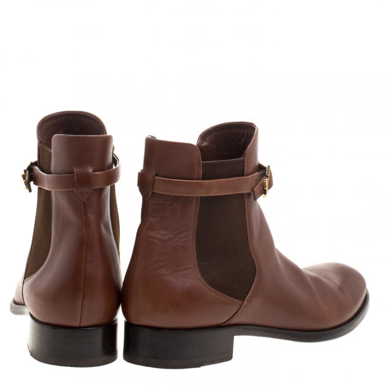 Pre Owned Louis Vuitton Brown Leather Loyalty Ankle Boots Size 41