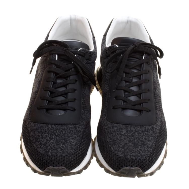 Pre Owned Louis Vuitton Black Damier Fabric and Leather Run Away Sneakers Size 42.5