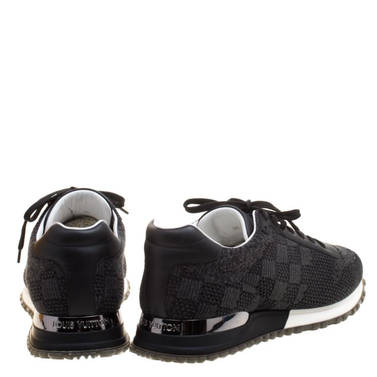 Pre Owned Louis Vuitton Black Damier Fabric and Leather Run Away Sneakers Size 42.5