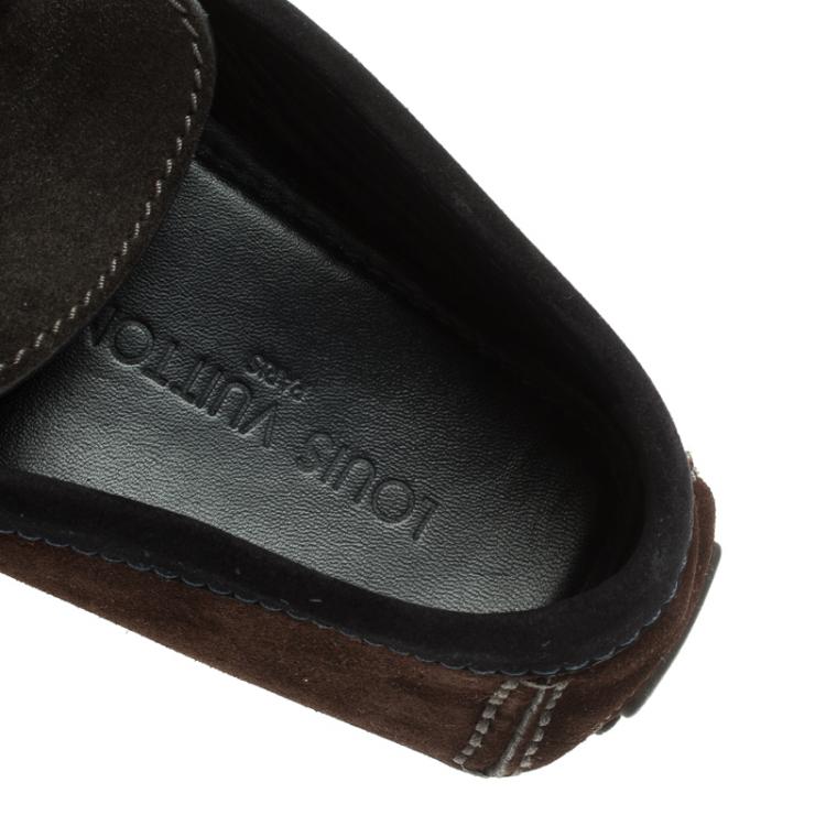 Pre Owned Louis Vuitton Tri Color Suede Hockenheim Loafers Size 39.5