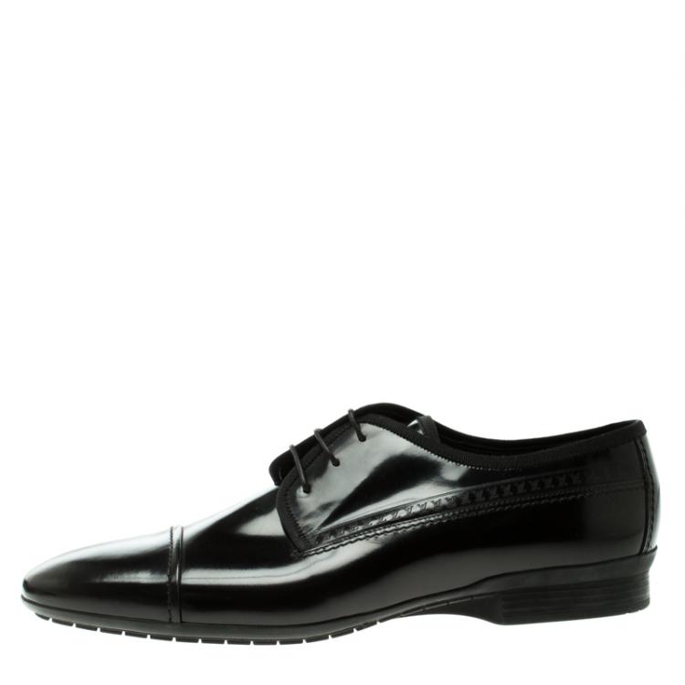 Pre Owned Louis Vuitton Black Leather Lace Up Derby Size 43.5