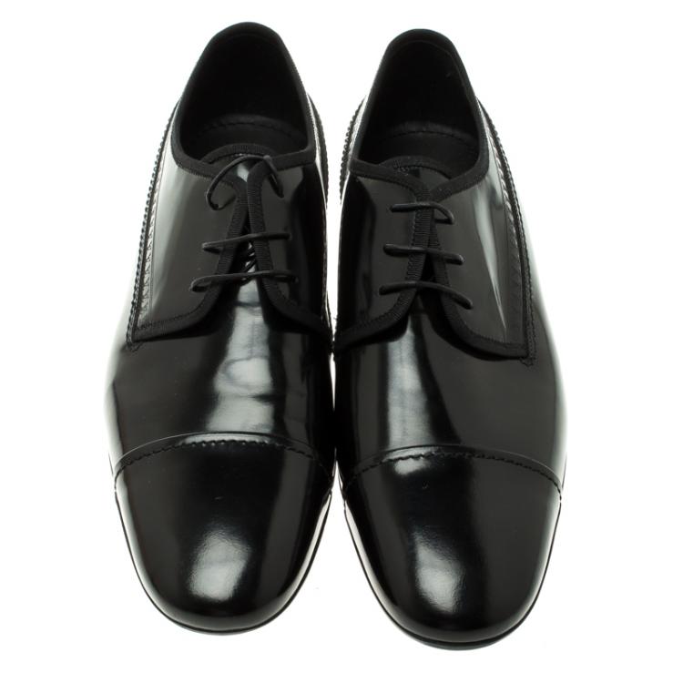 Pre Owned Louis Vuitton Black Leather Lace Up Derby Size 43.5