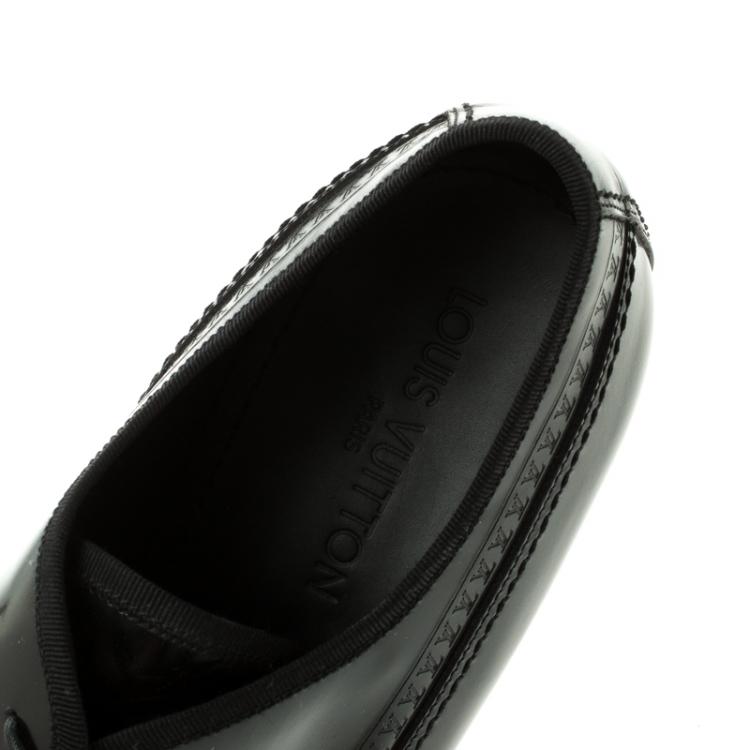 Pre Owned Louis Vuitton Black Leather Lace Up Derby Size 43.5