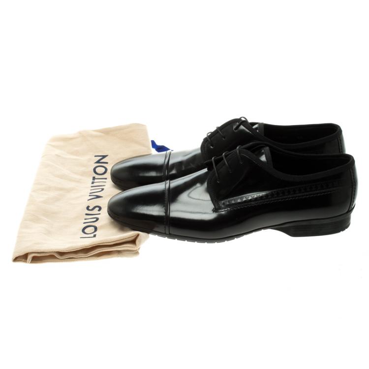 Pre Owned Louis Vuitton Black Leather Lace Up Derby Size 43.5