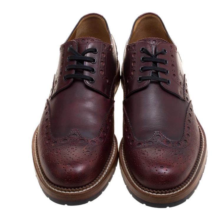 Pre Owned Louis Vuitton Brown Brogue Leather Lace Up Derby Size 42