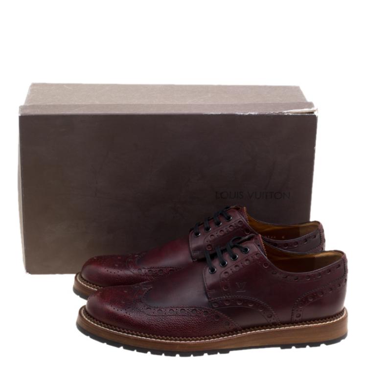 Pre Owned Louis Vuitton Brown Brogue Leather Lace Up Derby Size 42