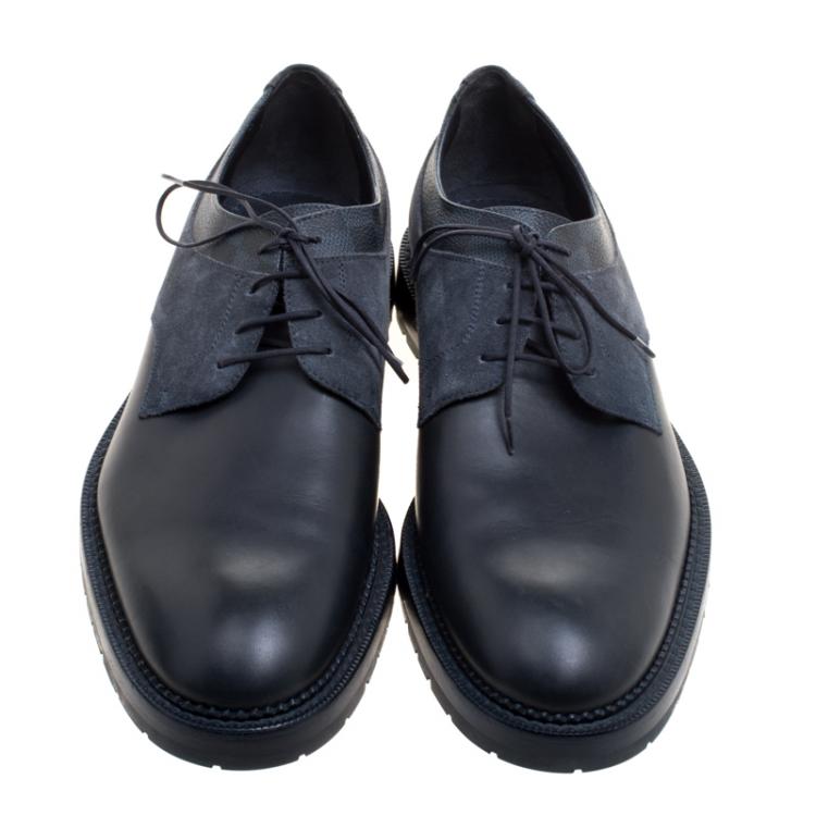 Pre Owned Louis Vuitton Blue Leather and Suede Lace Up Derby Size 42