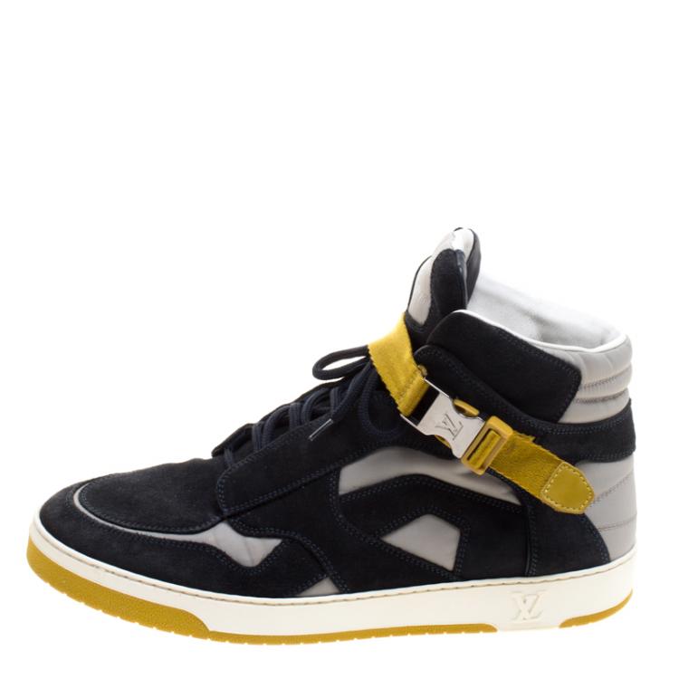Pre Owned Louis Vuitton Two Tone Suede and Nylon High Top Sneakers Size 42