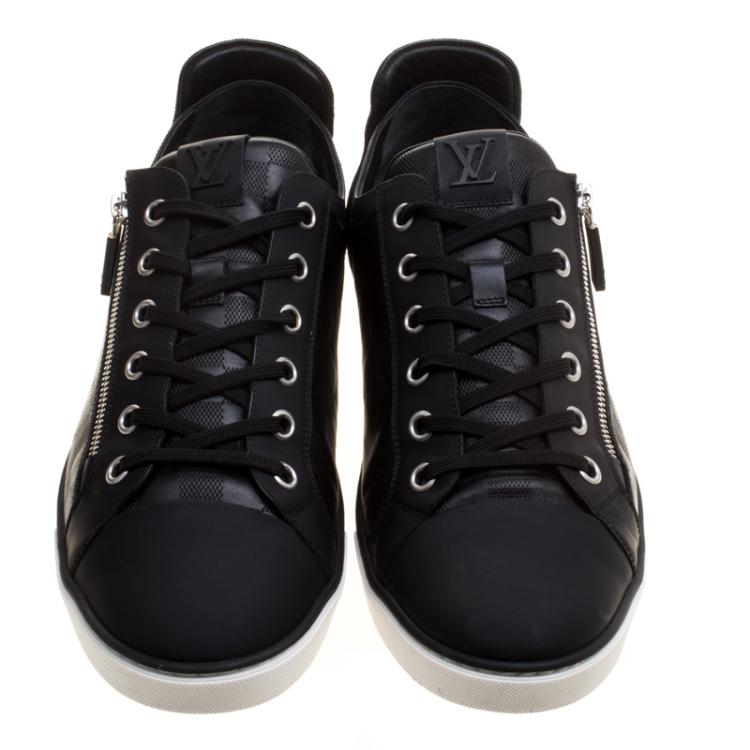 Pre Owned Louis Vuitton Damier Graphite Leather and Suede Punchy Sneakers Size 46