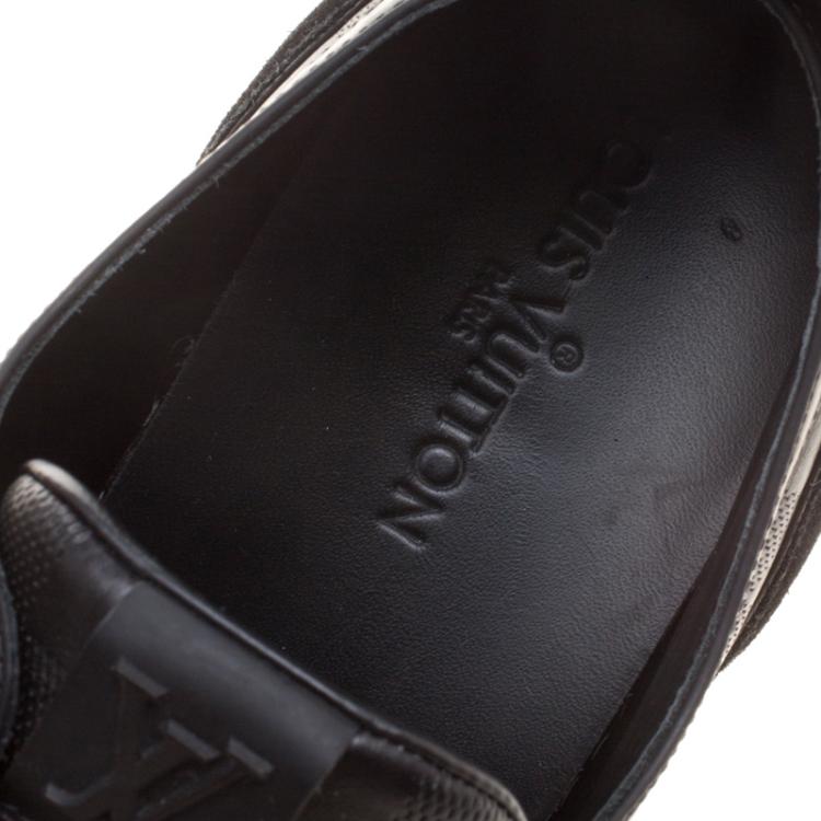 Pre Owned Louis Vuitton Damier Graphite Leather and Suede Punchy Sneakers Size 46