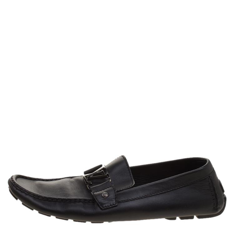 Pre Owned Louis Vuitton Black Leather Monte Carlo Loafers Size 46
